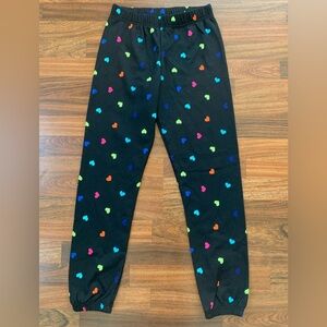 Children’s Place Pants New Girls XL (14) Sweatpants  Black Hearts Colorful Youth